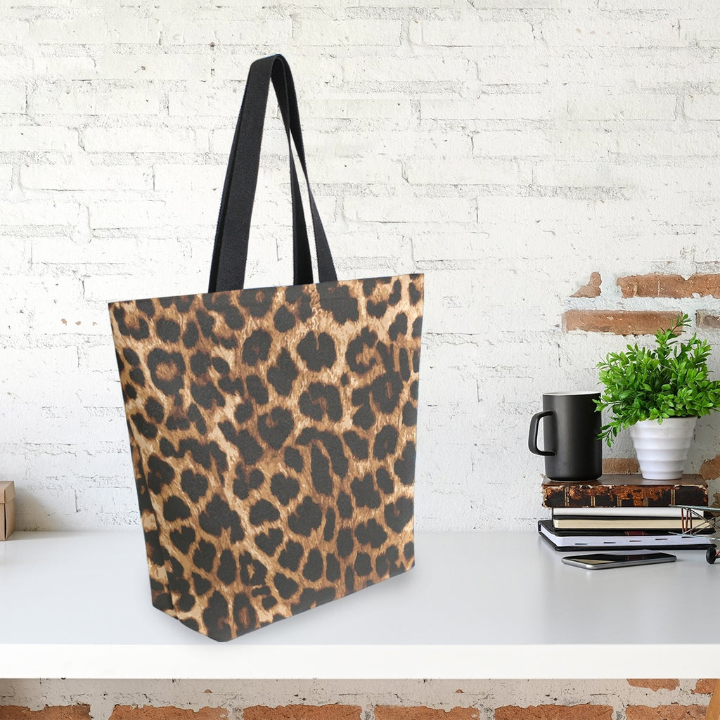 Abstract Unique Women Casual Shoulder Bag Handbag Leopard Skin Tote Bag Large Reusable Multipurpose Heavy Duty Shopping Grocery Cotton Bag for Outdoors