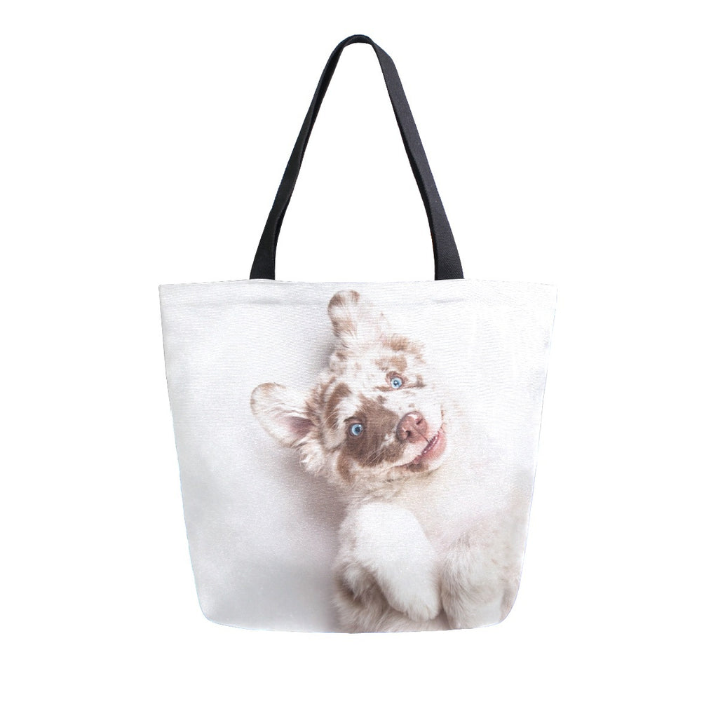 Abstract Unique Women Casual Shoulder Bag Handbag Cute Corgi Dog Tote Bag Large Reusable Multipurpose Heavy Duty Shopping Grocery Cotton Bag for Outdoors