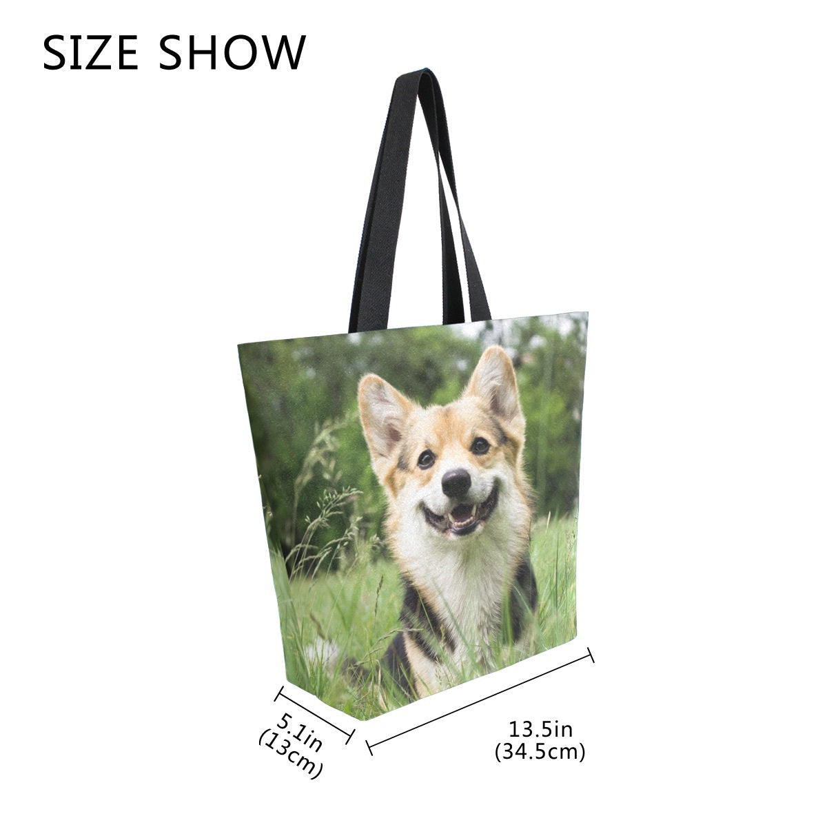 Abstract Unique Women Casual Shoulder Bag Handbag Cute Corgi Dog Tote Bag Large Reusable Multipurpose Heavy Duty Shopping Grocery Cotton Bag for Outdoors