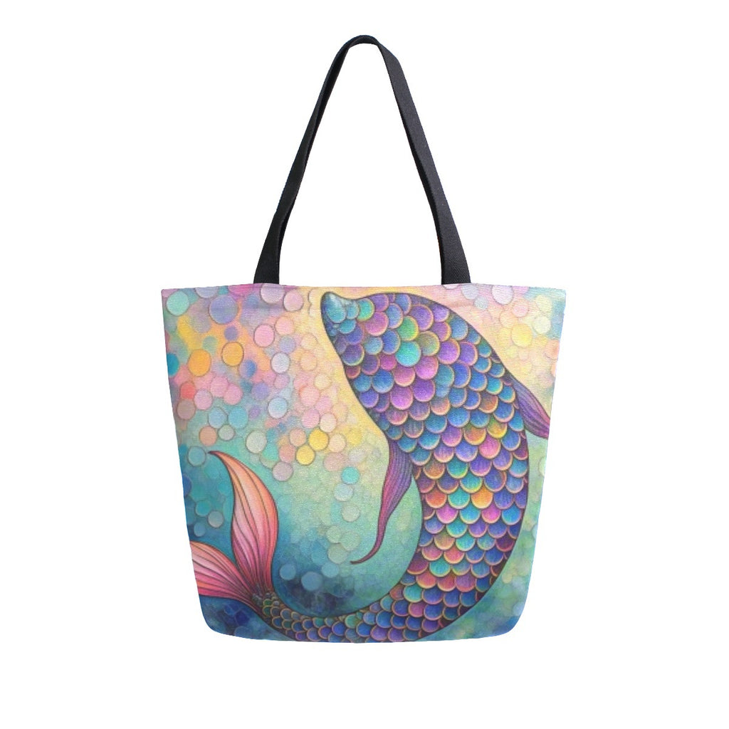Abstract Unique Women Casual Shoulder Bag Handbag Ocean Turtle Canvas Tote Bag Large Reusable Multipurpose Heavy Duty Shopping Grocery Cotton Bag for Outdoors