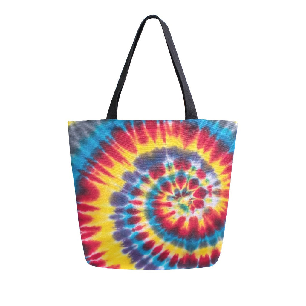 Abstract Unique Women Casual Shoulder Bag Handbag Colorful Tie Dye Tote Bag Large Reusable Multipurpose Heavy Duty Shopping Grocery Cotton Bag for Outdoors