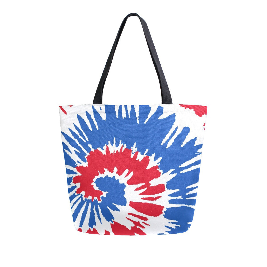 Abstract Unique Women Casual Shoulder Bag Handbag Colorful Tie Dye Tote Bag Large Reusable Multipurpose Heavy Duty Shopping Grocery Cotton Bag for Outdoors