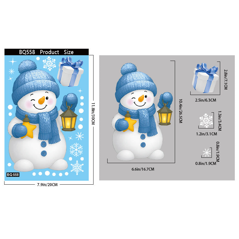 Reusable & Removable Christmas Window Decorations | Snowman Stickers | Double Sided Xmas Scene Window Clings for Glass Window Decals