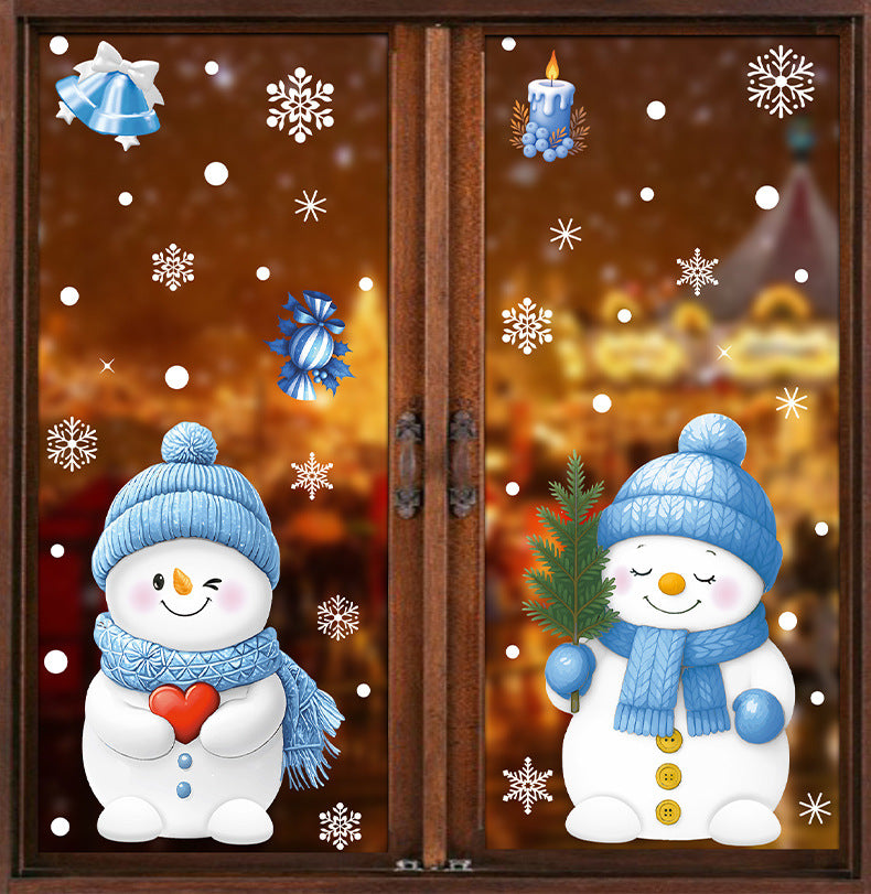 Reusable & Removable Christmas Window Decorations | Snowman Stickers | Double Sided Xmas Scene Window Clings for Glass Window Decals