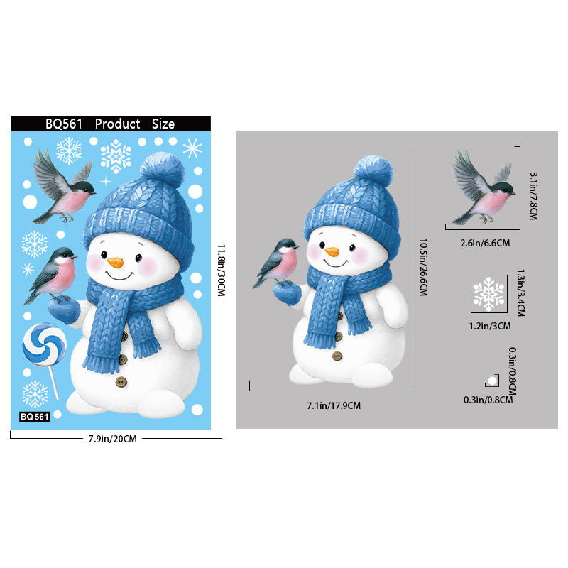Reusable & Removable Christmas Window Decorations | Snowman Stickers | Double Sided Xmas Scene Window Clings for Glass Window Decals