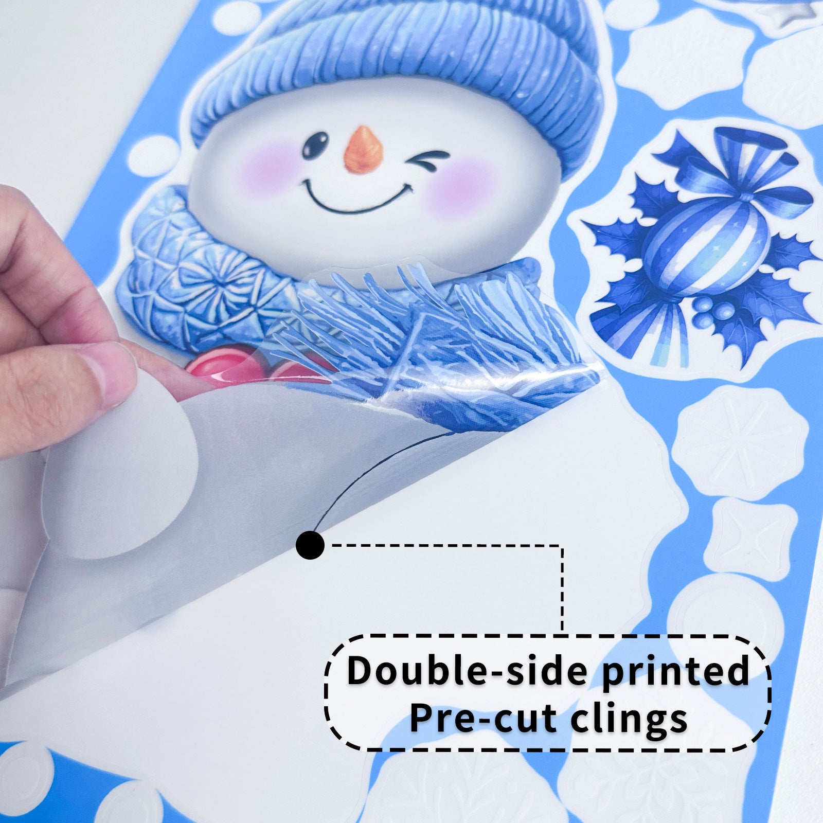 Reusable & Removable Christmas Window Decorations | Snowman Stickers | Double Sided Xmas Scene Window Clings for Glass Window Decals