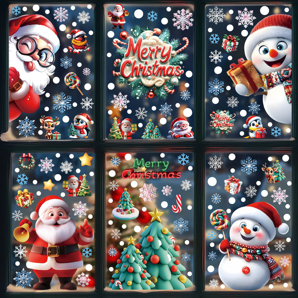 Reusable & Removable Christmas Stickers Window Decorations | Double Sided Xmas Scene Window Clings for Glass Window Decals