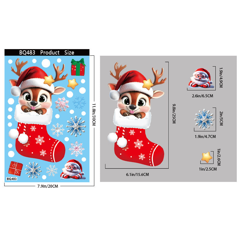 Reusable & Removable Christmas Stickers Window Decorations | Double Sided Xmas Scene Window Clings for Glass Window Decals