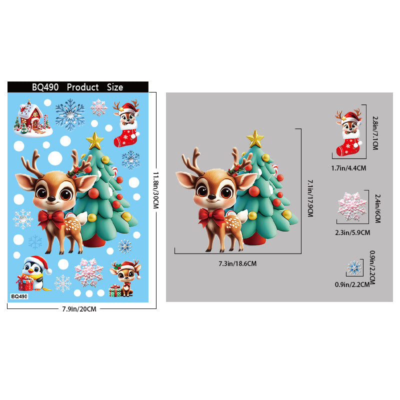 Reusable & Removable Christmas Stickers Window Decorations | Double Sided Xmas Scene Window Clings for Glass Window Decals