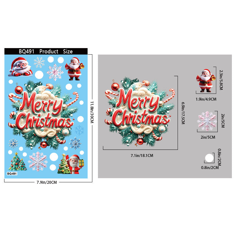 Reusable & Removable Christmas Stickers Window Decorations | Double Sided Xmas Scene Window Clings for Glass Window Decals