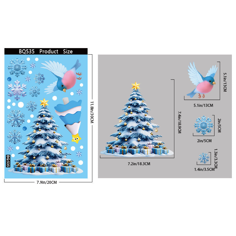 Reusable & Removable Christmas Window Decorations | Christmas Tree Stickers | Double Sided Xmas Scene Window Clings for Glass Window Decals