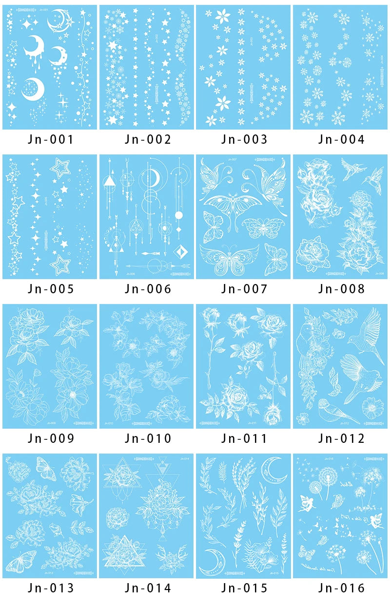 Sexy Tribal Lace Lotus Glow In The Dark Fake Tattoo,Blue Luminous Mandala Flower Temporary Henna Tattoos For Women Girls Hands