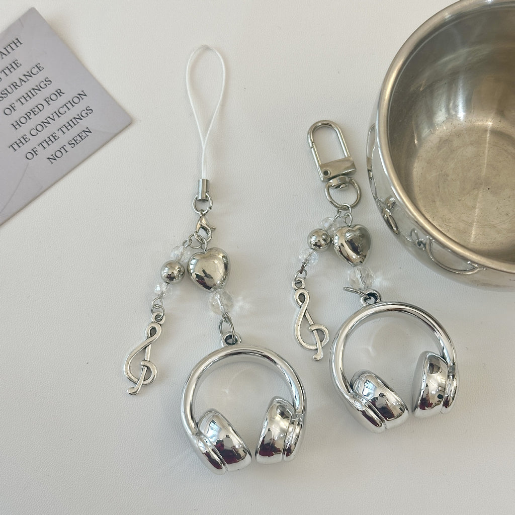 Original Fall In Love With Music Headphones Mobile Phone Chain Cool Everything Ccd Cooka Chain Student Backpack Pendant Key Chai