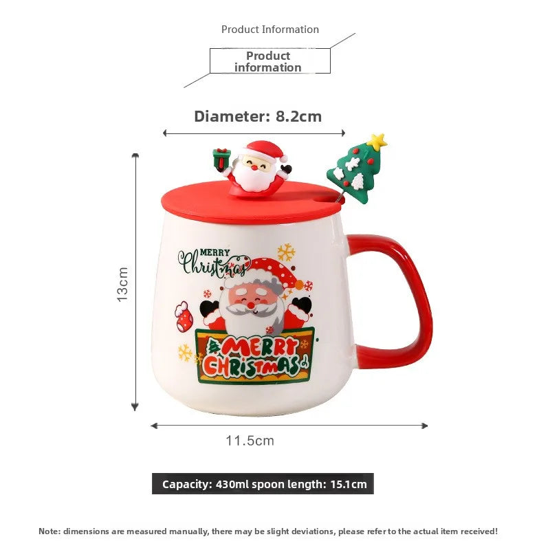 Thermostatic Cup Christmas Creative Cartoon Santa Claus Ceramic Cup Internet celebrity cute water cup souvenir