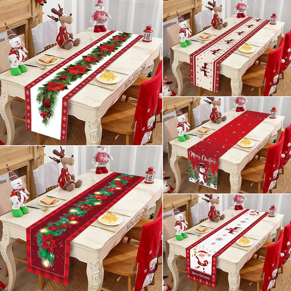 Christmas Table Runner Cloth Merry Christmas Decoration for Home 2025 Tablecloth Xmas Ornament Navidad Natal New Year Gift 2026