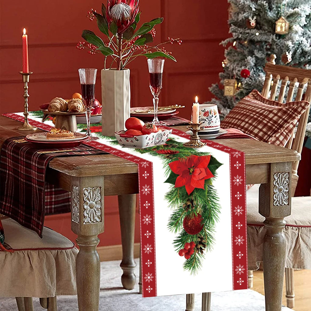 Christmas Table Runner Cloth Merry Christmas Decoration for Home 2025 Tablecloth Xmas Ornament Navidad Natal New Year Gift 2026