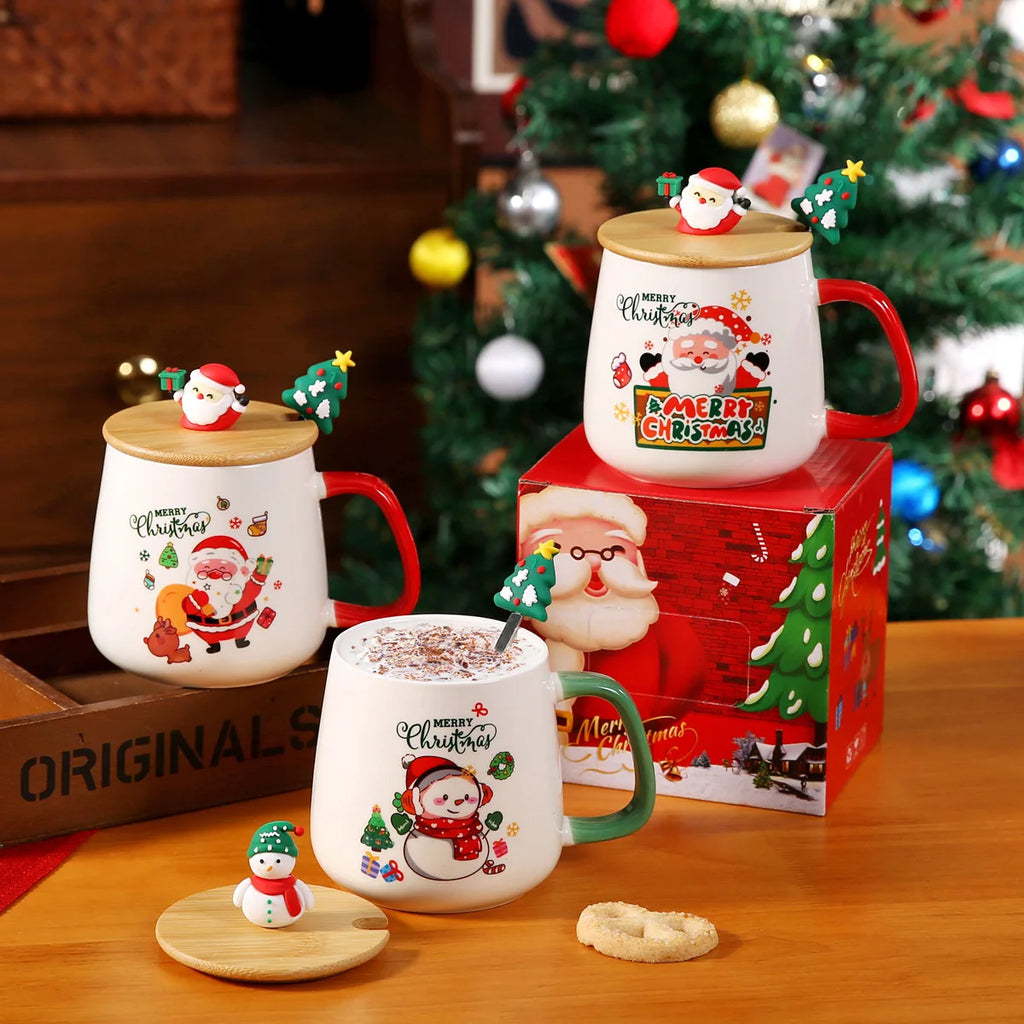 Thermostatic Cup Christmas Creative Cartoon Santa Claus Ceramic Cup Internet celebrity cute water cup souvenir