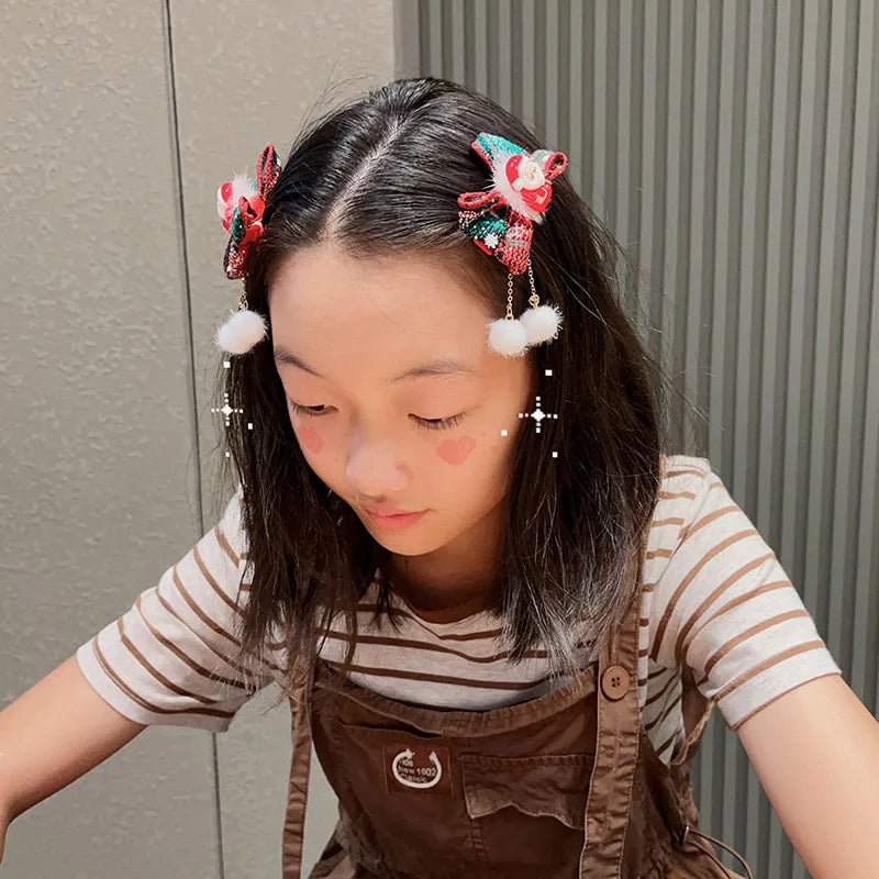 Christmas hat hair clip snowman hair clip cute reindeer snowflake hair accessory