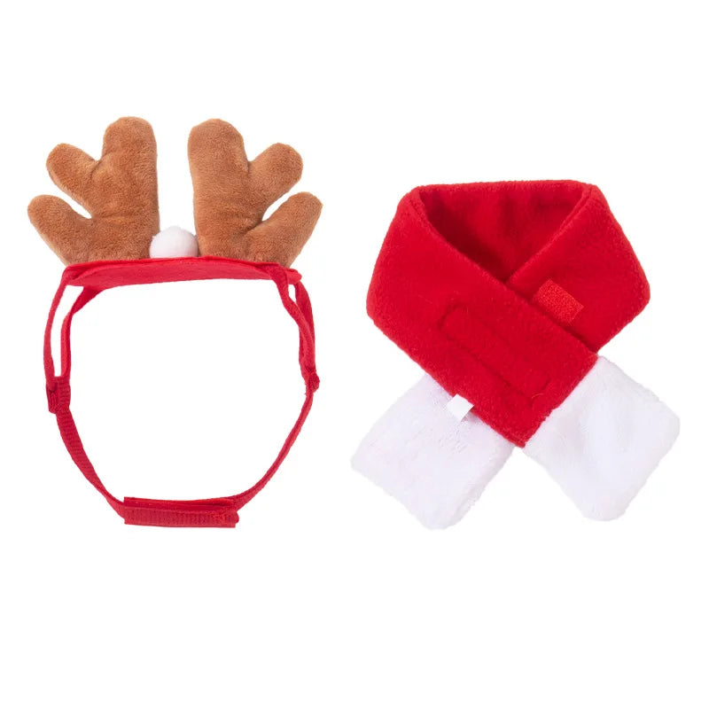 Christmas Hat  Pet Costume For Cat Dog Puppy Costumes Scarf Gift New Year Santa Winter Cosplay Halloween Dog Cat Supply
