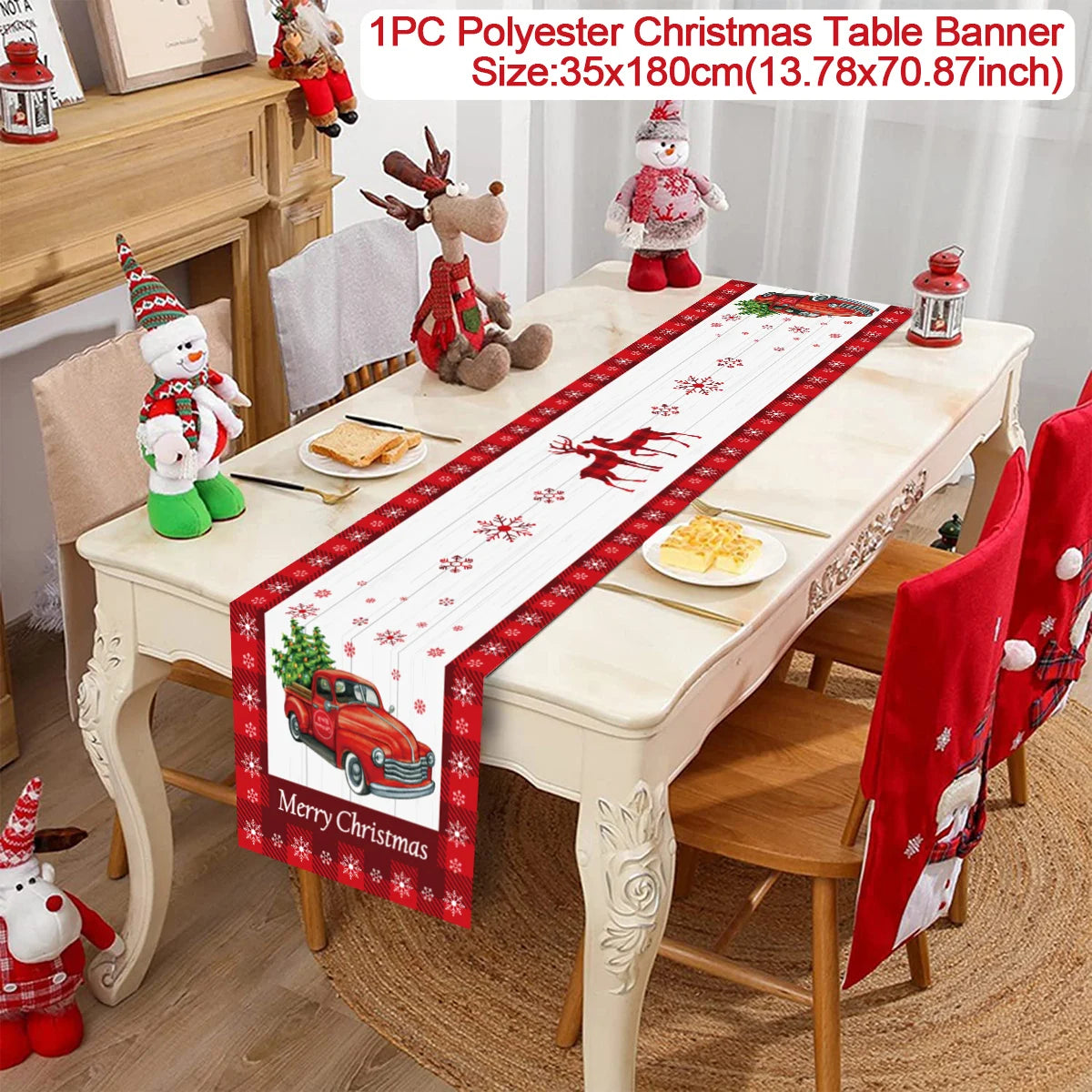 Christmas Table Runner Cloth Merry Christmas Decoration for Home 2025 Tablecloth Xmas Ornament Navidad Natal New Year Gift 2026