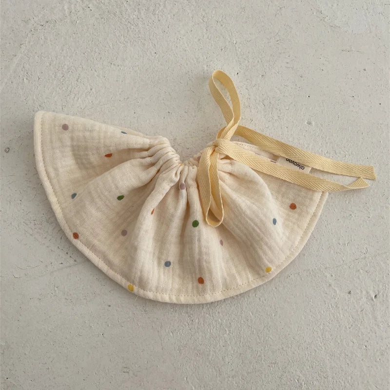 4Layers Cotton Gauze Baby Bibs Toddlers Newborns Printing Ruffle Feeding Burp Cloths Apron Baby Saliva Towel Drool Bib