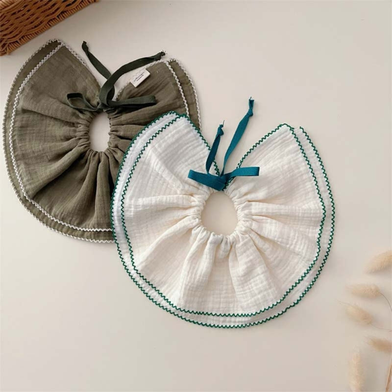 2Pcs Baby Bibs Newborn Drooling Bib Cotton Burp Cloths with Adjustable Drawstring Infant Teething Bib Feeding Towel A2UB