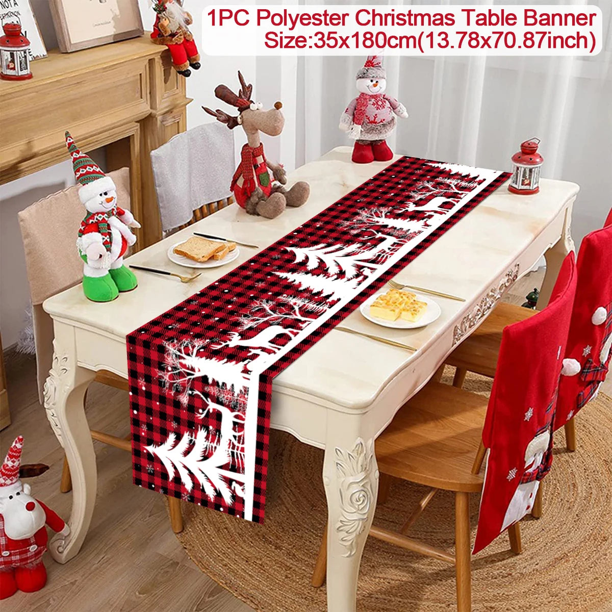 Christmas Table Runner Cloth Merry Christmas Decoration for Home 2025 Tablecloth Xmas Ornament Navidad Natal New Year Gift 2026
