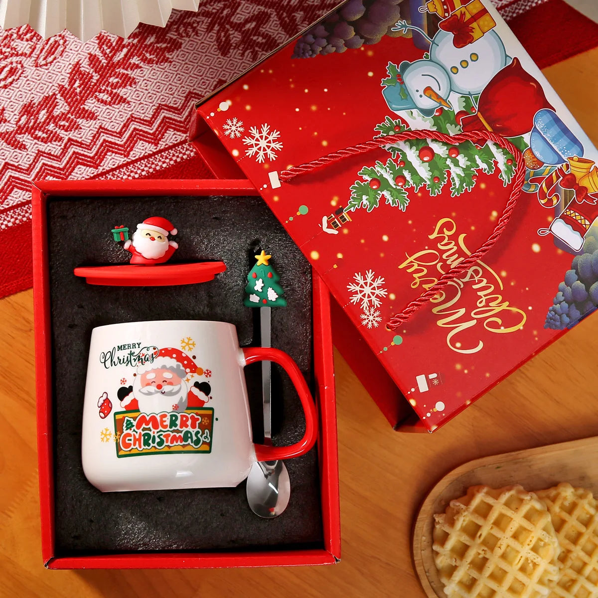 Thermostatic Cup Christmas Creative Cartoon Santa Claus Ceramic Cup Internet celebrity cute water cup souvenir