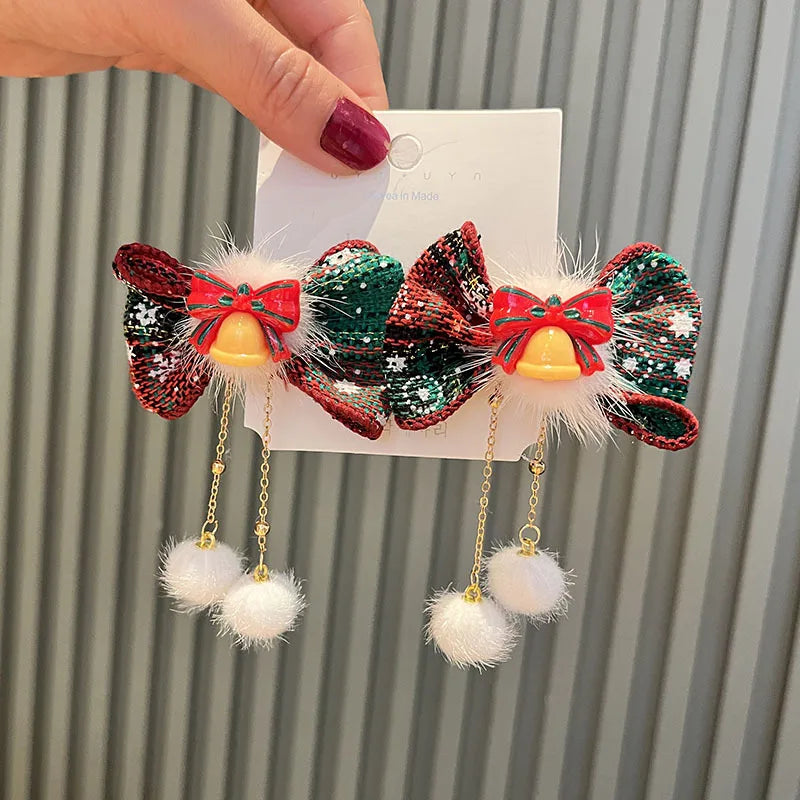 Christmas hat hair clip snowman hair clip cute reindeer snowflake hair accessory