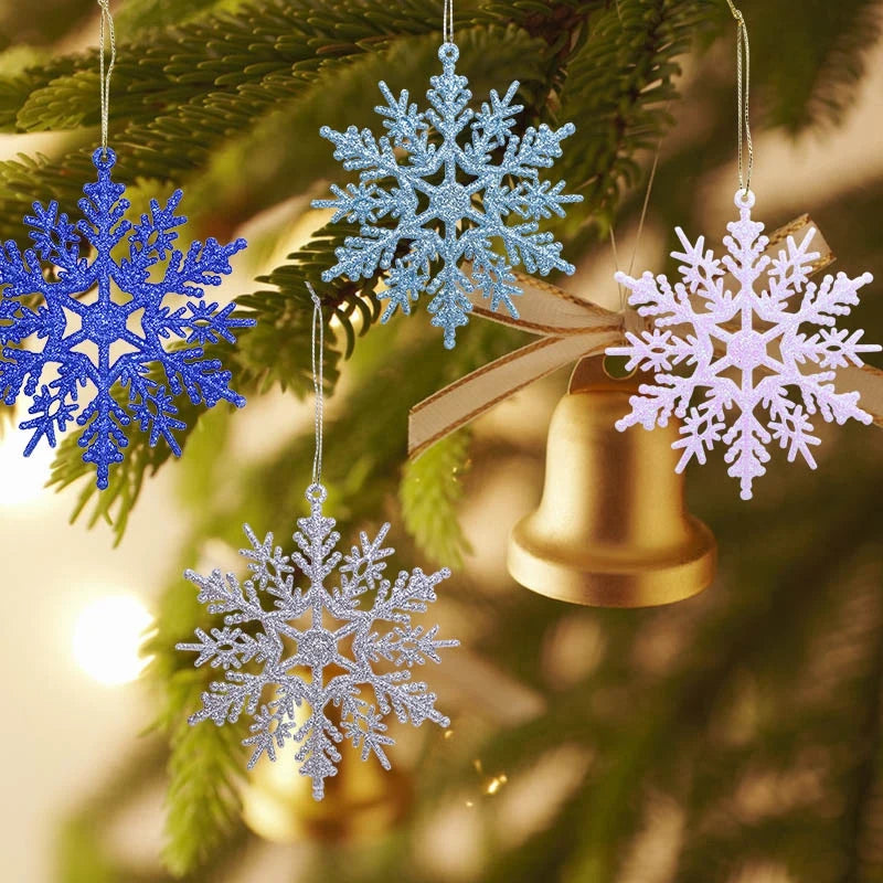 6/12pcs Simulation Snowflakes Christmas Tree Hanging Ornament Christmas Fake Snowflakes Winter Party Navidad New Year Decoration
