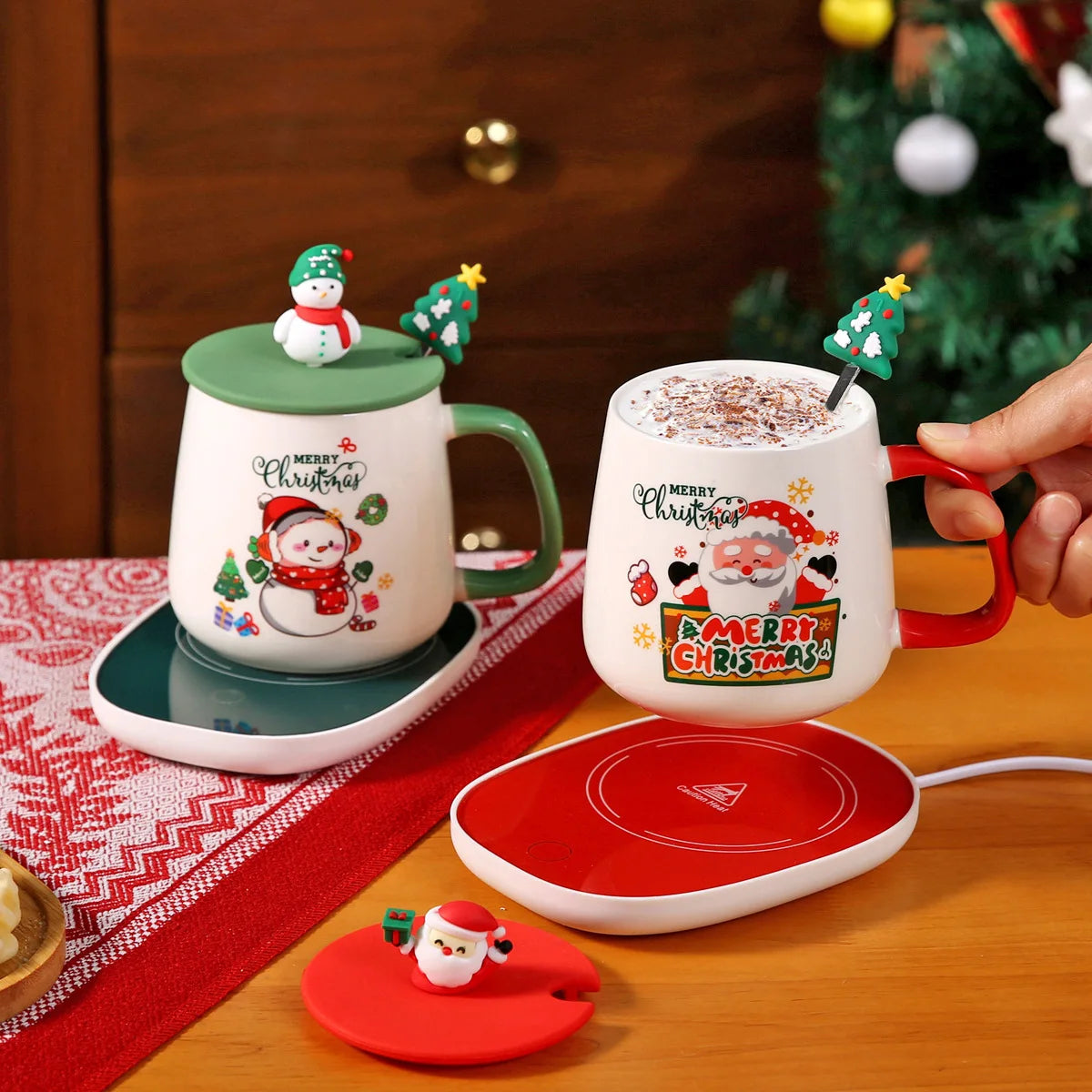 Thermostatic Cup Christmas Creative Cartoon Santa Claus Ceramic Cup Internet celebrity cute water cup souvenir