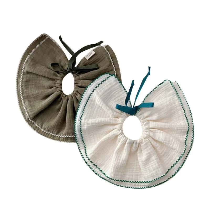 2Pcs Baby Bibs Newborn Drooling Bib Cotton Burp Cloths with Adjustable Drawstring Infant Teething Bib Feeding Towel A2UB