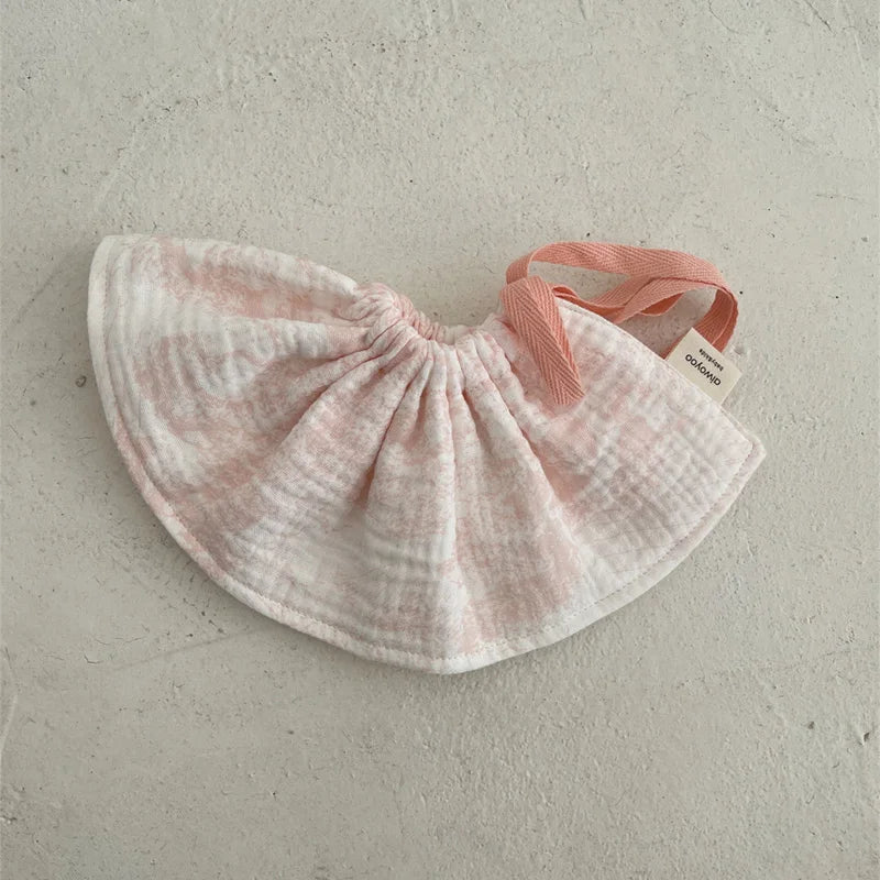 4Layers Cotton Gauze Baby Bibs Toddlers Newborns Printing Ruffle Feeding Burp Cloths Apron Baby Saliva Towel Drool Bib