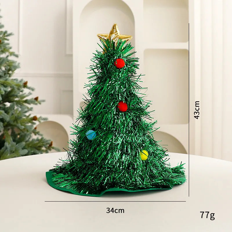 Christmas Hats Decorations Small Christmas Trees Shooting Setting Up Props Children's Adults' Headwear Hair Bands Accessories