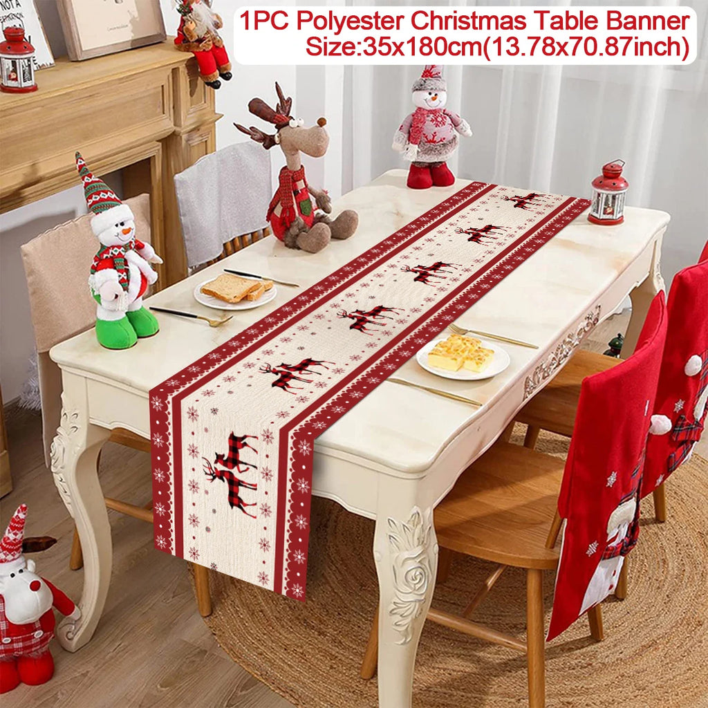 Christmas Table Runner Cloth Merry Christmas Decoration for Home 2025 Tablecloth Xmas Ornament Navidad Natal New Year Gift 2026