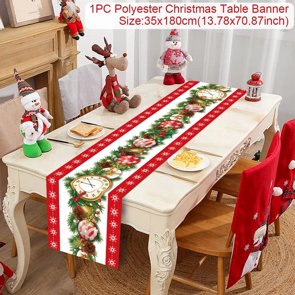 Christmas Table Runner Cloth Merry Christmas Decoration for Home 2025 Tablecloth Xmas Ornament Navidad Natal New Year Gift 2026