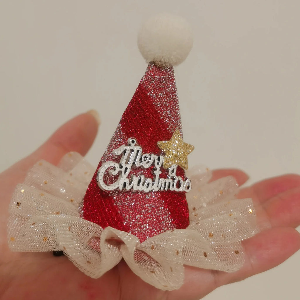 Christmas hat hair clip snowman hair clip cute reindeer snowflake hair accessory