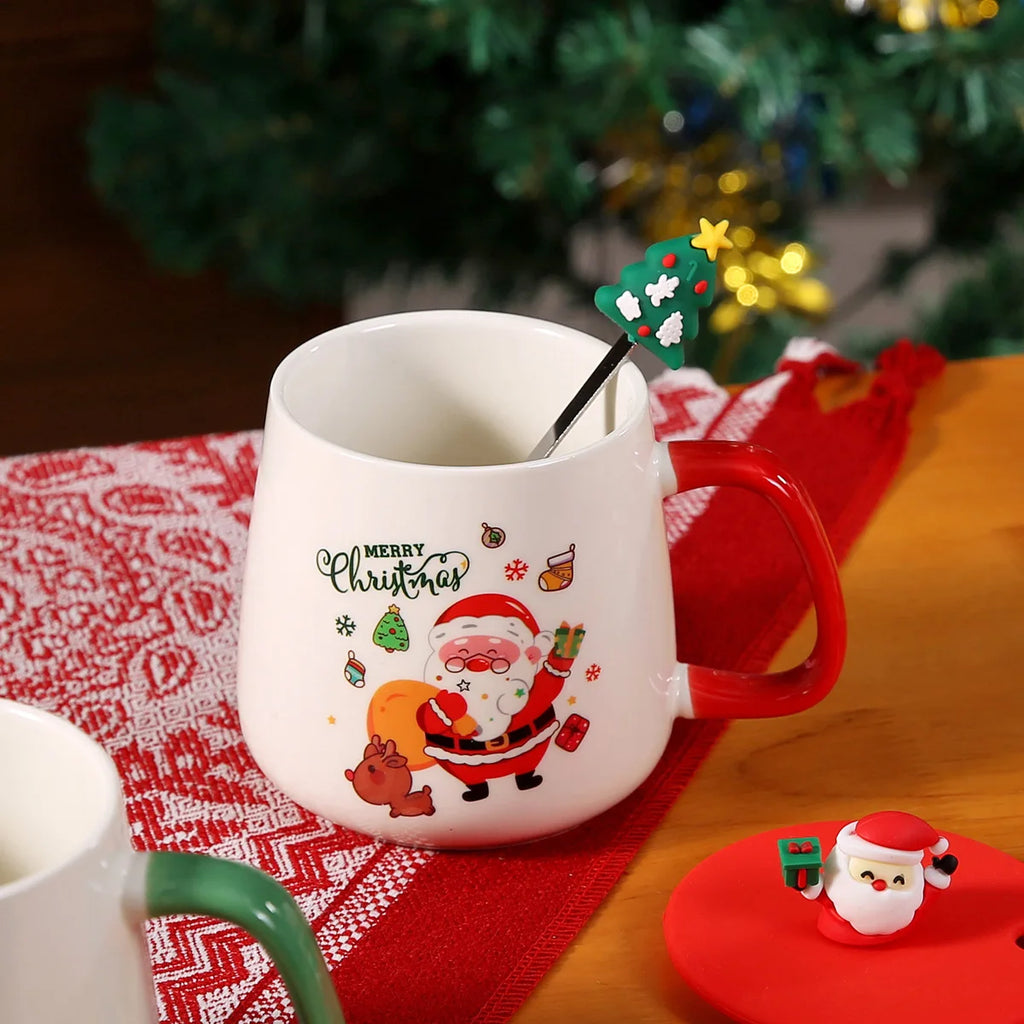 Thermostatic Cup Christmas Creative Cartoon Santa Claus Ceramic Cup Internet celebrity cute water cup souvenir