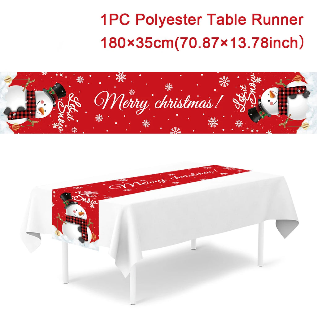 Christmas Table Runner Cloth Merry Christmas Decoration for Home 2025 Tablecloth Xmas Ornament Navidad Natal New Year Gift 2026