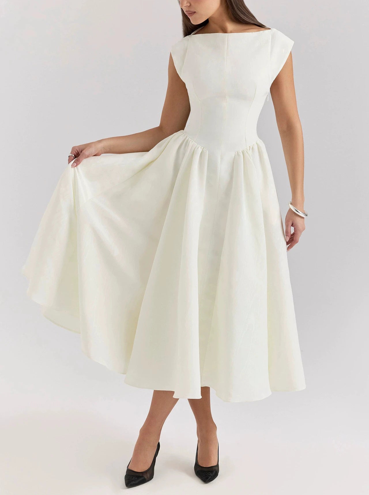 Spring and Summer Backless Round Neck Sleeveless Vest Dress Women French Niche Medium Long Dress