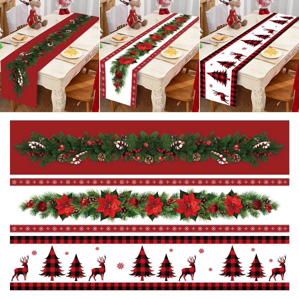 Christmas Table Runner Cloth Merry Christmas Decoration for Home 2025 Tablecloth Xmas Ornament Navidad Natal New Year Gift 2026