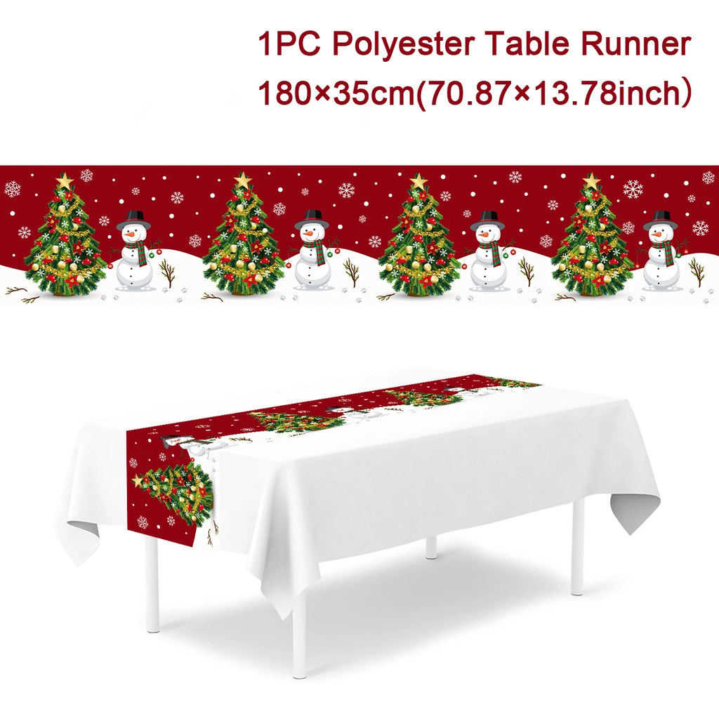 Christmas Table Runner Cloth Merry Christmas Decoration for Home 2025 Tablecloth Xmas Ornament Navidad Natal New Year Gift 2026