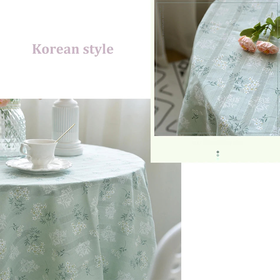 Korean Style Daisy Cotton Floral Lace Tablecloth,Tea Table Decoration,Rectangle Table Cover For Kitchen Wedding Dining Room