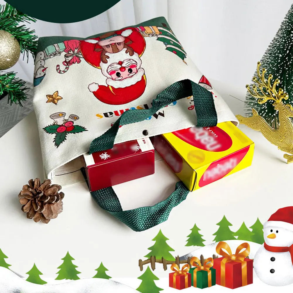 Christmas Gift Bag Cartoon Santa Claus Elk Xmas Tree Handheld Canvas Bag Merry Christmas Decor Natal Navidad Happy New Year 2026