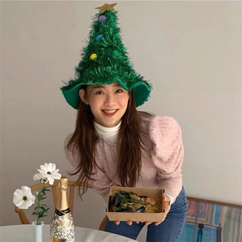 Christmas Hats Decorations Small Christmas Trees Shooting Setting Up Props Children's Adults' Headwear Hair Bands Accessories