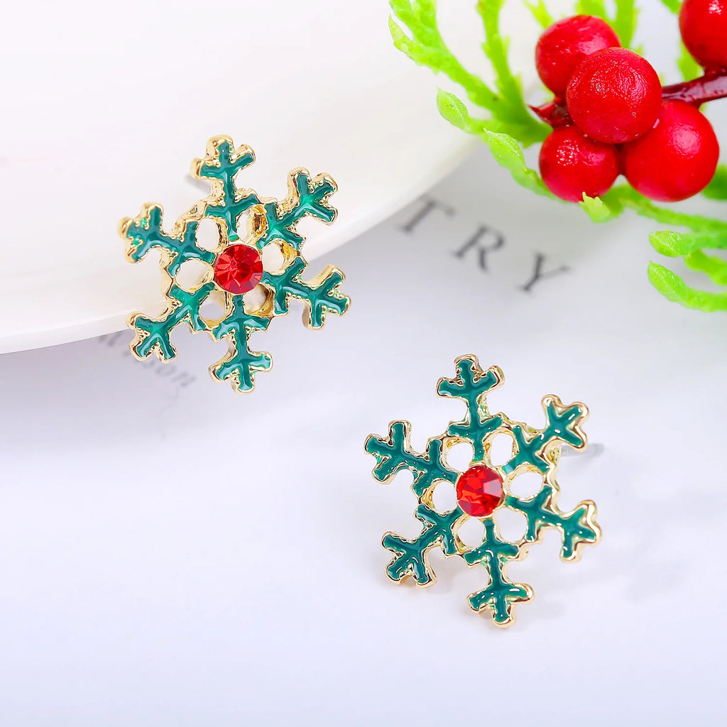 Christmas Holiday Drop Earrings Rhinestone Imitation Pearl Snowflake Xmas Tree Star Bell Dangle Party Jewelry Gift For Women Men