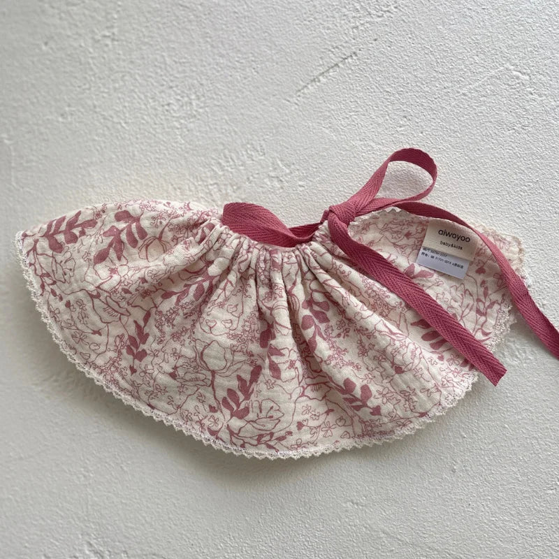 4Layers Cotton Gauze Baby Bibs Toddlers Newborns Printing Ruffle Feeding Burp Cloths Apron Baby Saliva Towel Drool Bib