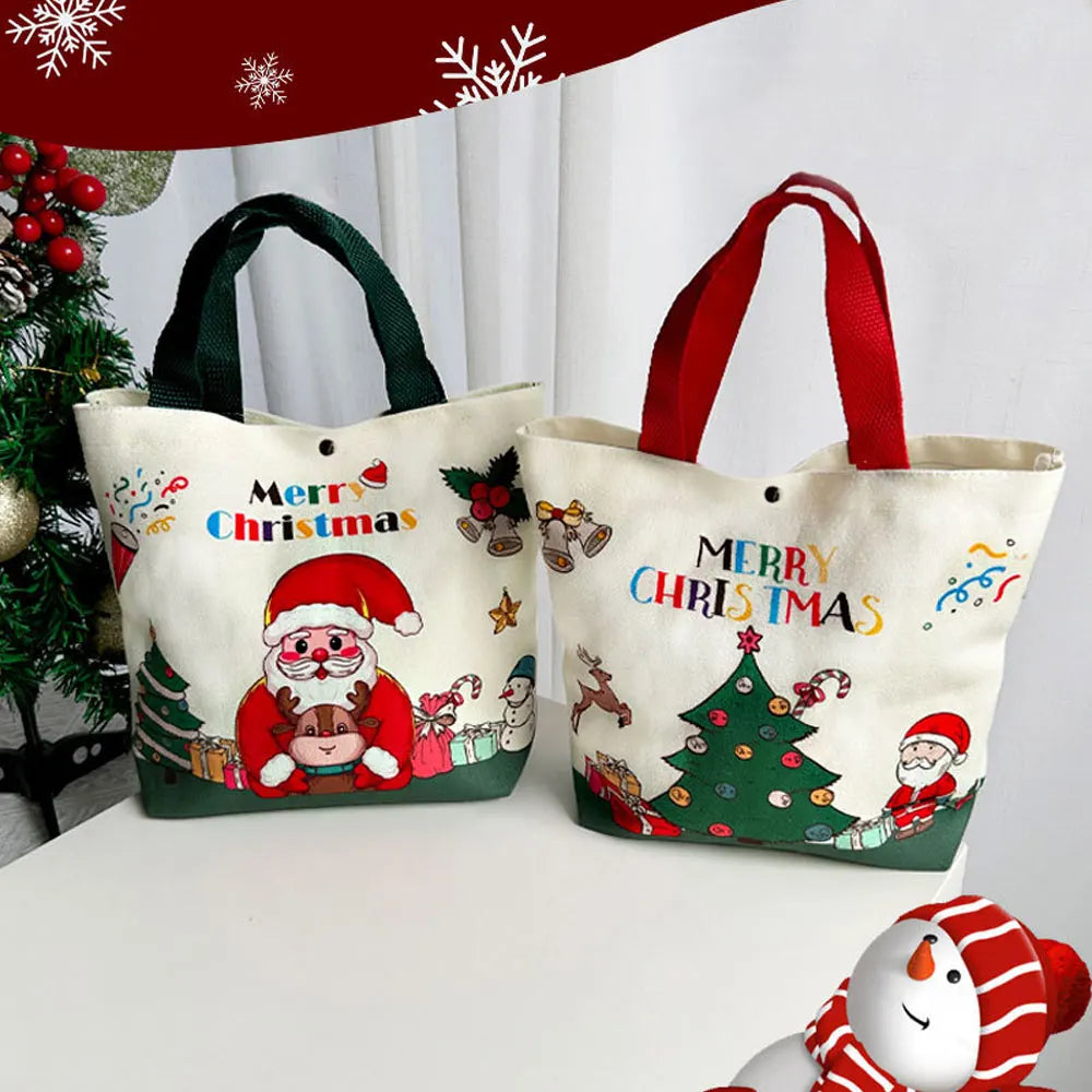 Christmas Gift Bag Cartoon Santa Claus Elk Xmas Tree Handheld Canvas Bag Merry Christmas Decor Natal Navidad Happy New Year 2026