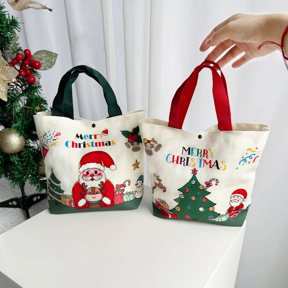 Christmas Gift Bag Cartoon Santa Claus Elk Xmas Tree Handheld Canvas Bag Merry Christmas Decor Natal Navidad Happy New Year 2026