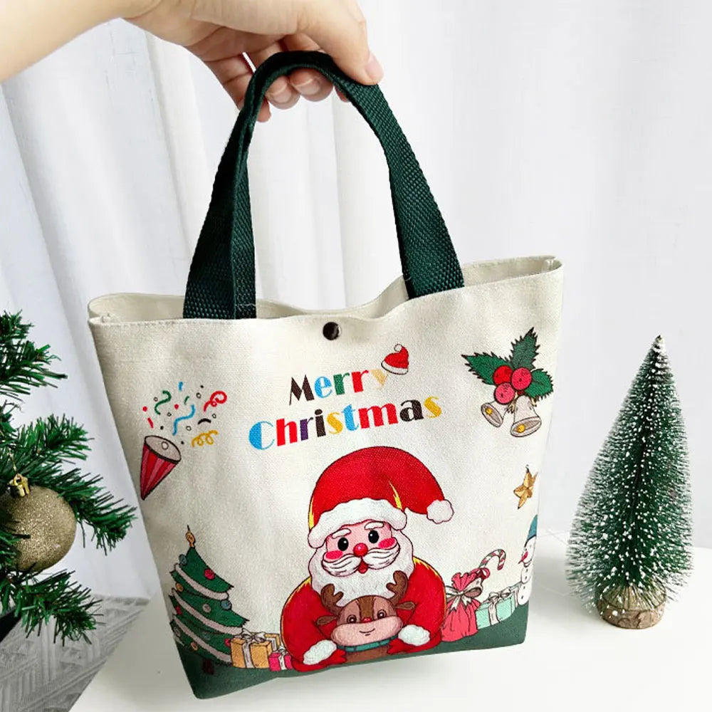 Christmas Gift Bag Cartoon Santa Claus Elk Xmas Tree Handheld Canvas Bag Merry Christmas Decor Natal Navidad Happy New Year 2026